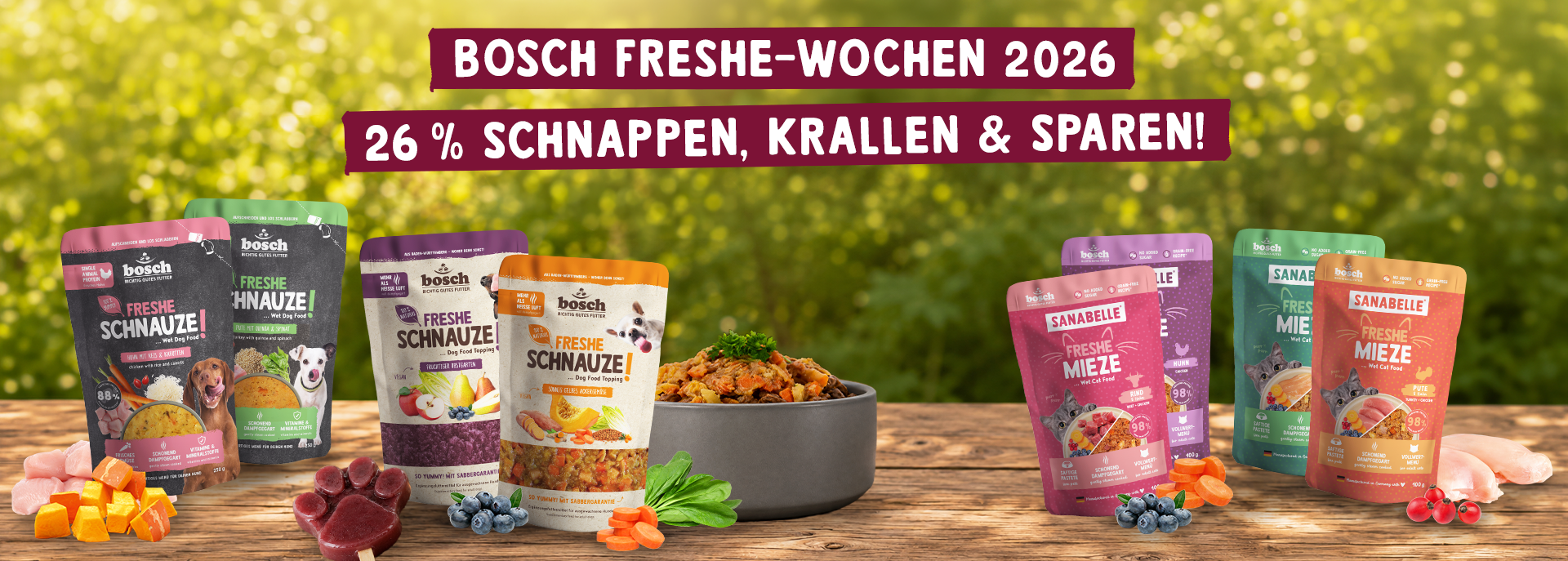 bosch Tiernahrung Gutschein: 26% auf Freshe Schnauze und Freshe Mieze