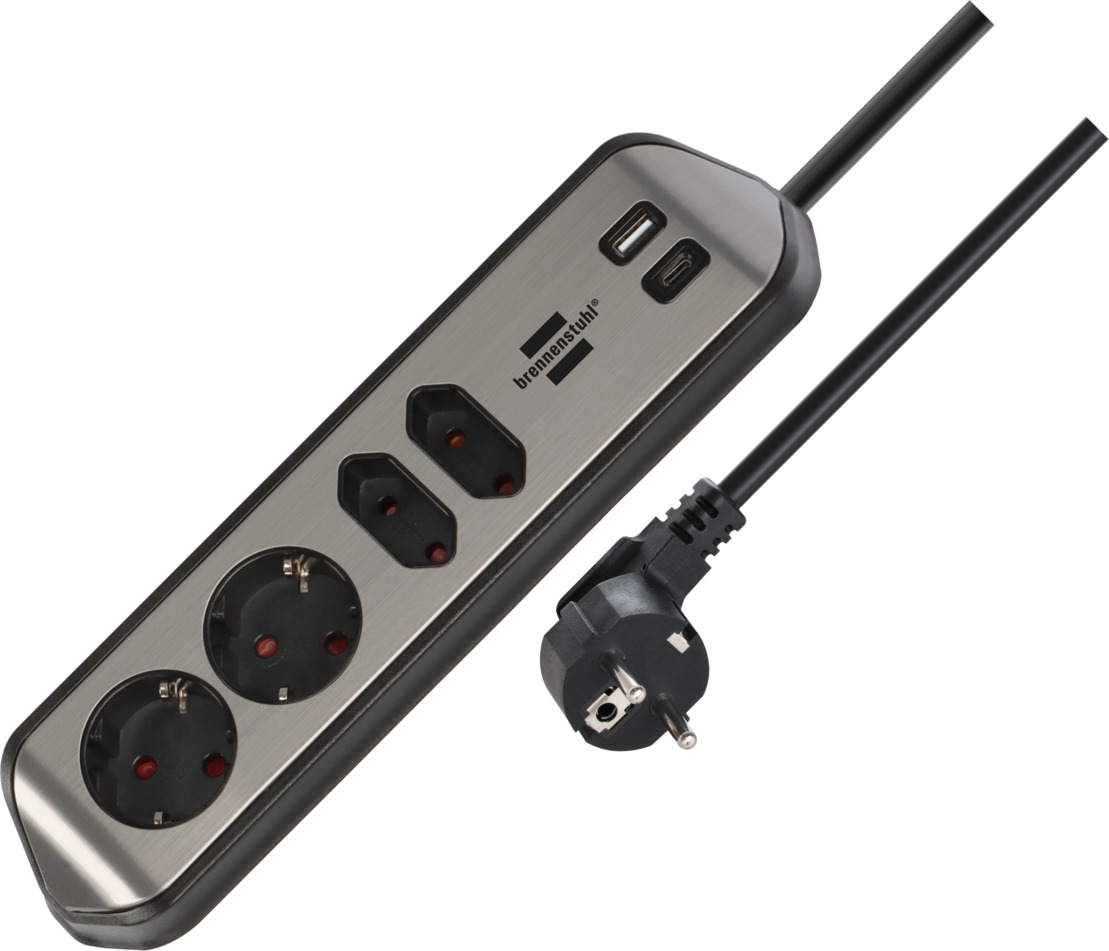 Brennenstuhl estilo 1153590411 四位转角 30 W USB-C PD 插线板