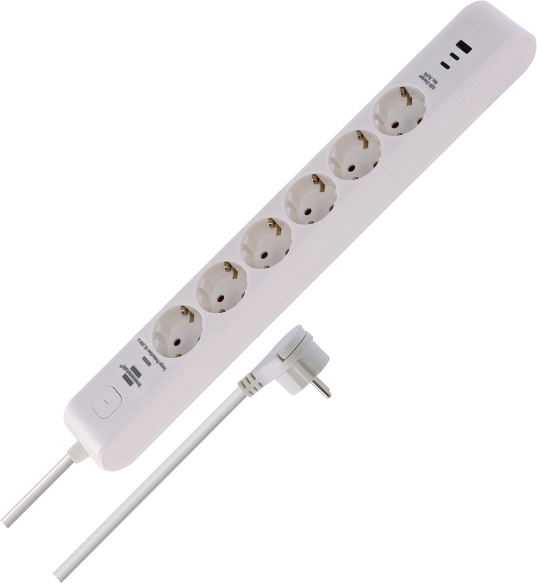 Brennenstuhl 1150790604 6-Way 45,000 A Surge Power Strip with USB-C PD, White