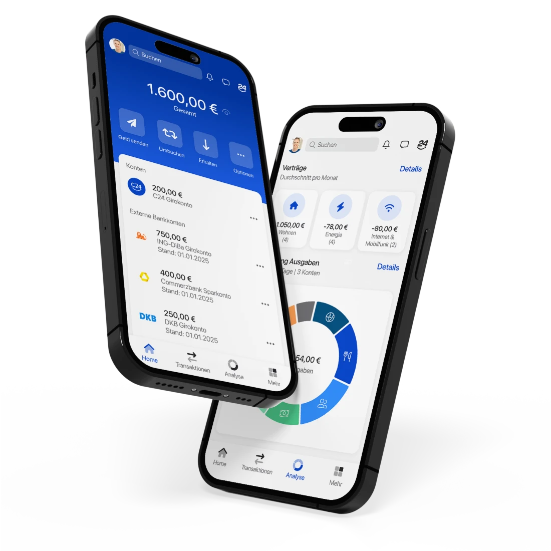 Multibanking und Ausgabenanalyse in der C24 Bank App