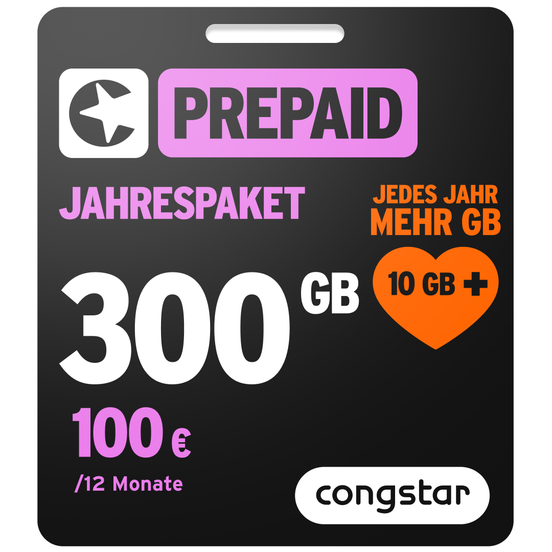 Congstar Prepaid Jahrespaket 300GB