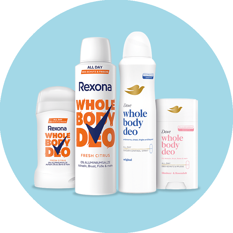 Dove und Rexona Whole Body Deo Gratis-Testen Aktionsprodukte