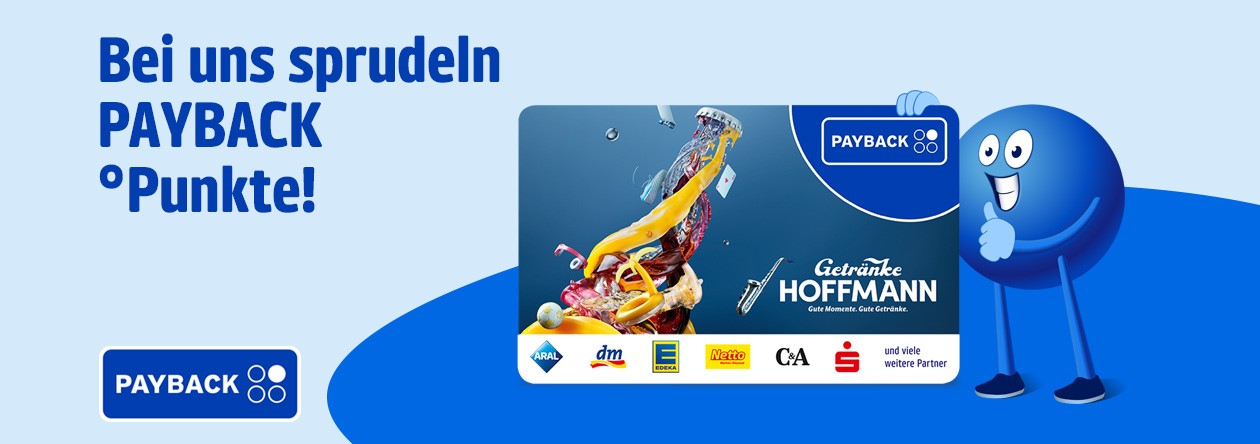 Offizielles Getränke-Hoffmann-Motiv mit PAYBACK-Karte und Punktefigur