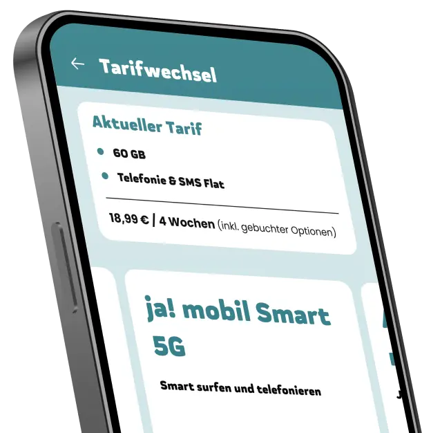 ja! mobil App 中的套餐切换界面