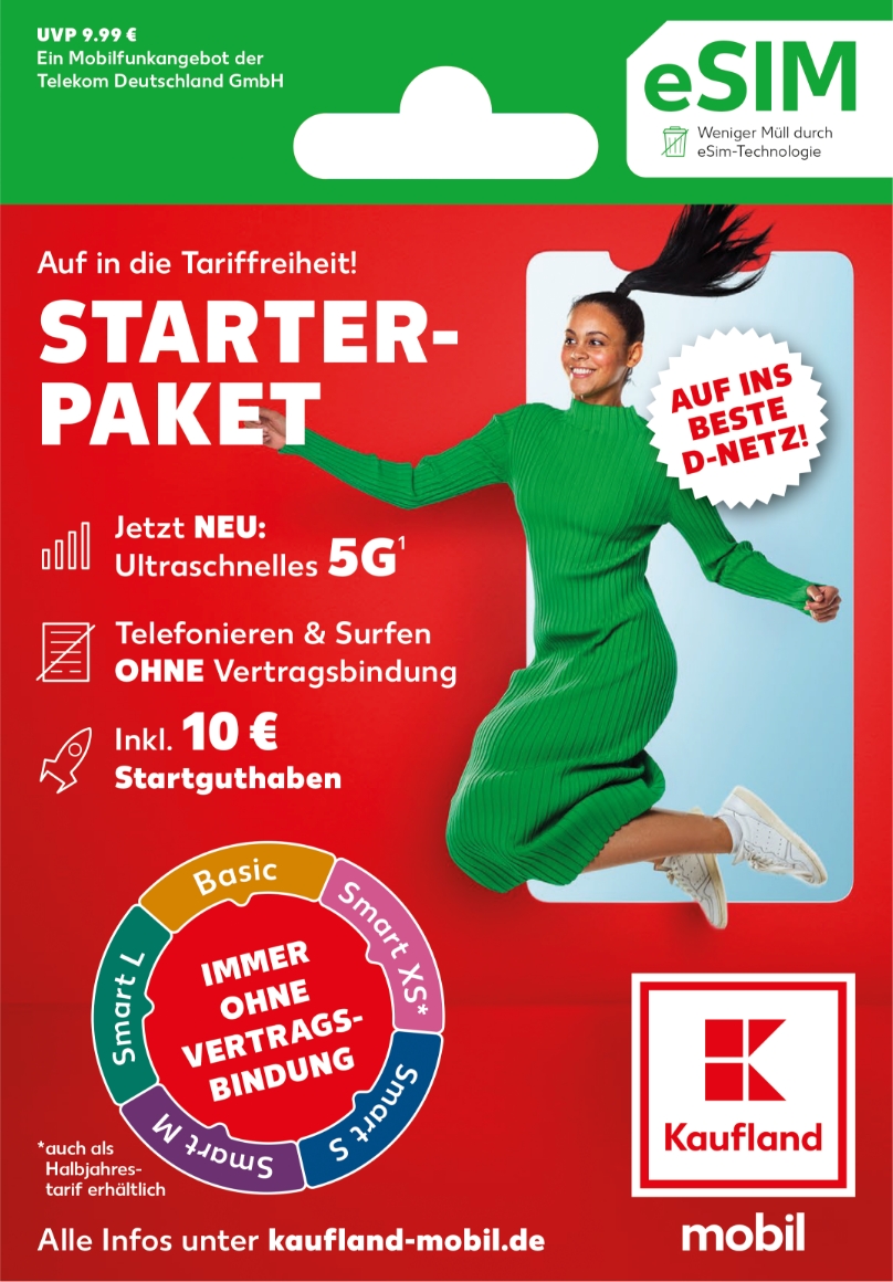Kaufland mobil 官方 eSIM Starterpaket 包装