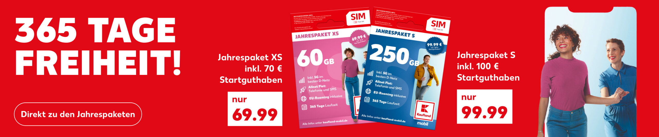 Kaufland mobil Jahrespaket S: 250GB fuer 99,99 EUR fuer 365 Tage