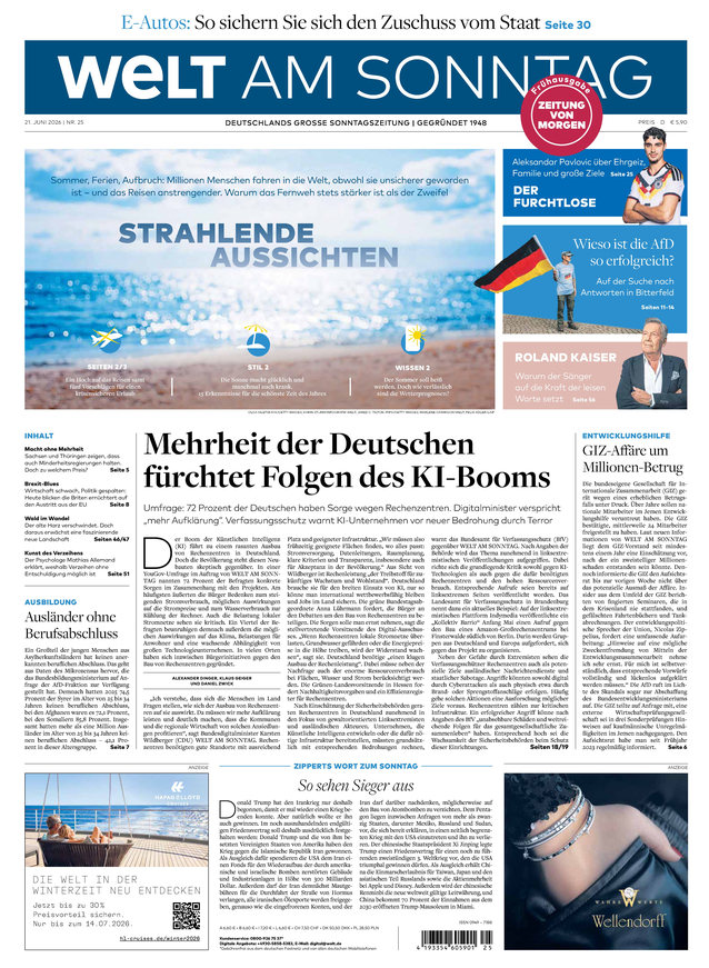 WELT AM SONNTAG Titelseite bei Lesershop24