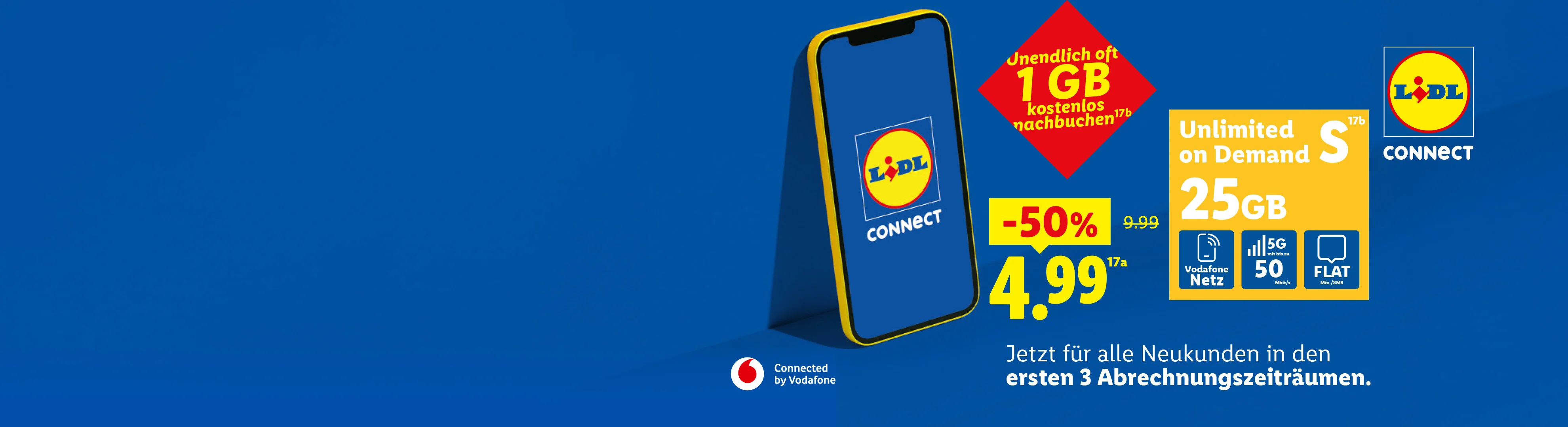 Lidl Connect Unlimited on Demand S 25GB:前 3 个计费周期 4.99 欧