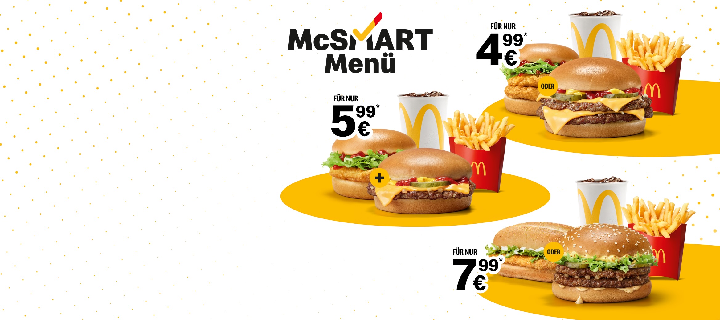 Offizielle McSmart-Menüs für 4,99, 5,99 und 7,99 Euro in Deutschland