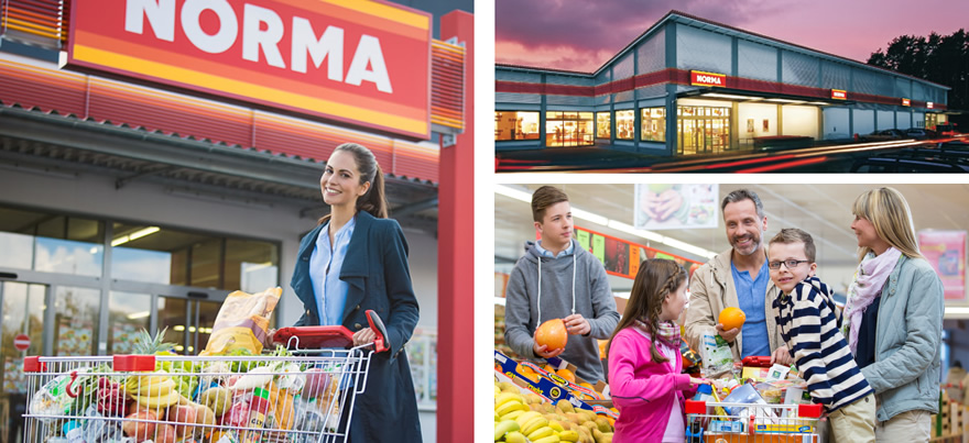 NORMA-Filiale und Lebensmitteleinkauf in Deutschland