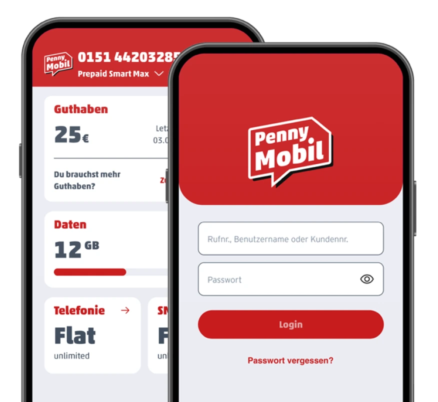 Penny Mobil App 登录和预付费账户概览