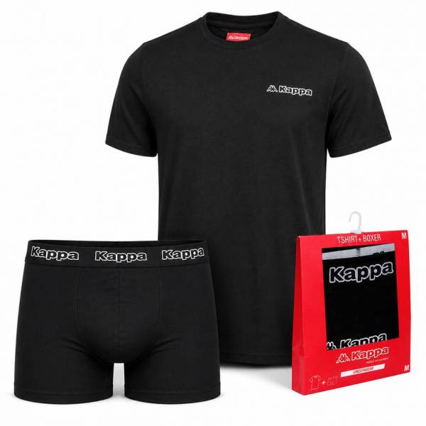 Schwarzes Kappa 371D1PW Bundle aus T-Shirt und Boxershorts