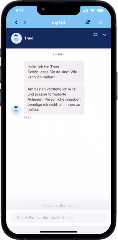 TUI App 中的 myTUI 旅行助手界面