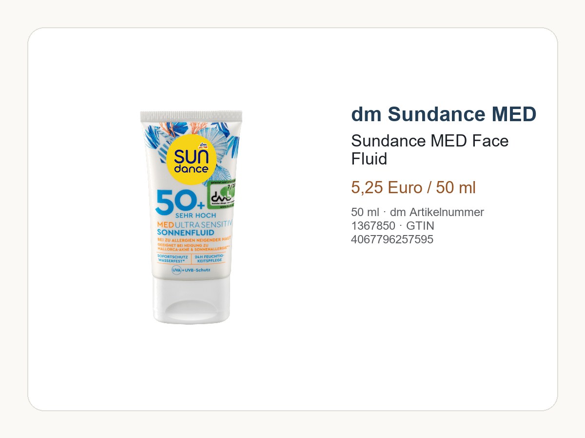 SUNDANCE Sonnenfluid Gesicht MED ultra sensitiv LSF 50+ Produktbild